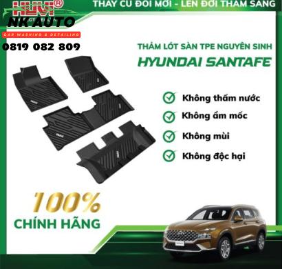 Thảm lót sàn ô tô Hyundai Santafe 2020 3D nhựa TPE nguyên sinh Huvi