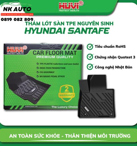 Thảm lót sàn ô tô Hyundai Santafe 2020 3D nhựa TPE nguyên sinh Huvi
