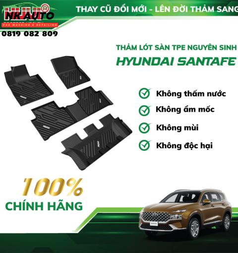 Thảm lót sàn ô tô Hyundai Santafe 2020 3D nhựa TPE nguyên sinh Huvi
