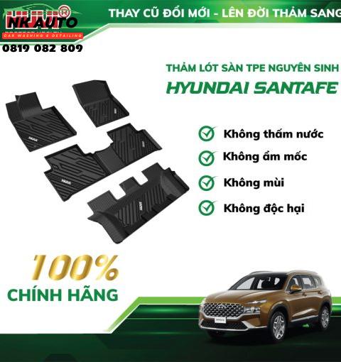 Thảm lót sàn ô tô Hyundai Santafe 2020 3D nhựa TPE nguyên sinh Huvi