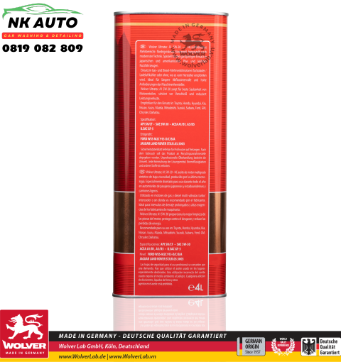 Dầu Nhớt Wolver UltraTec A1 5W-30 4L