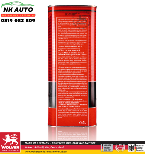 Dầu Nhớt Wolver UltraTec 5W-40 4L