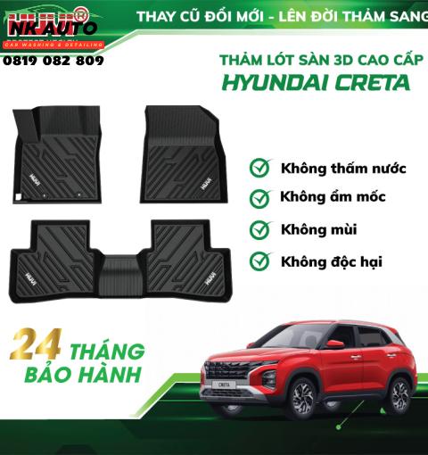 Thảm lót sàn ô tô Hyundai Creta 2022-2024 3D nhựa TPE nguyên sinh Huvi