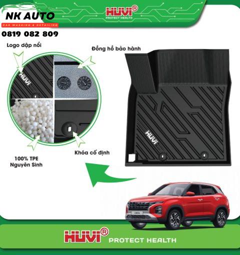 Thảm lót sàn ô tô Hyundai Creta 2022-2024 3D nhựa TPE nguyên sinh Huvi